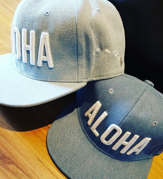 Light Blue Denim Aloha Snapback Hat