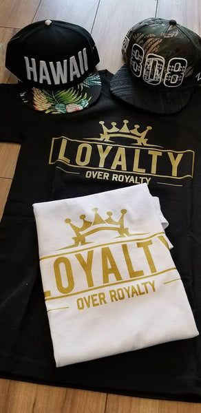 Loyalty Over Royalty Short Sleeve Black T Shirt