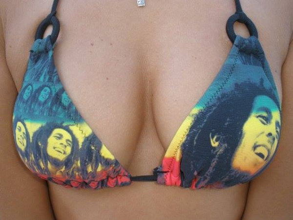 Bob Marley face on women Bikini Top, Rasta Headquarters