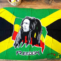 Freedom Bob Marley Sarong Beach Pareo Laying horizontally,